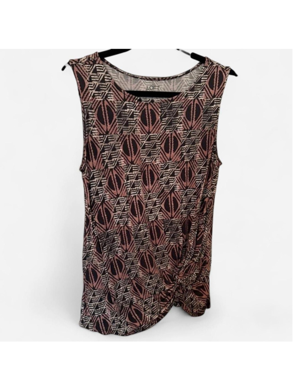 LOFT Black and Pink Asymmetrical Sleeveless Tank Top